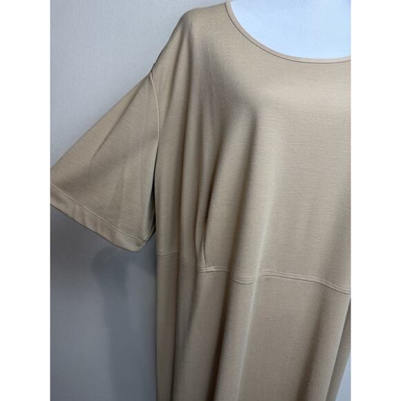 Maggie Barnes Women’s Plus Sz 3X Midi Dress Tan Beige Minimalist Modest - Picture 3 of 13